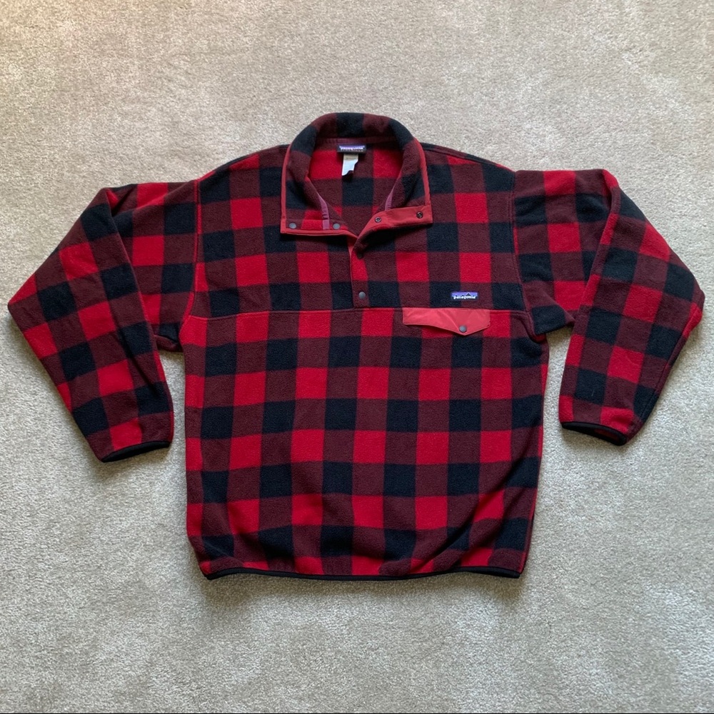 Patagonia Synchilla Fleece Pullover Rare Red Plaid